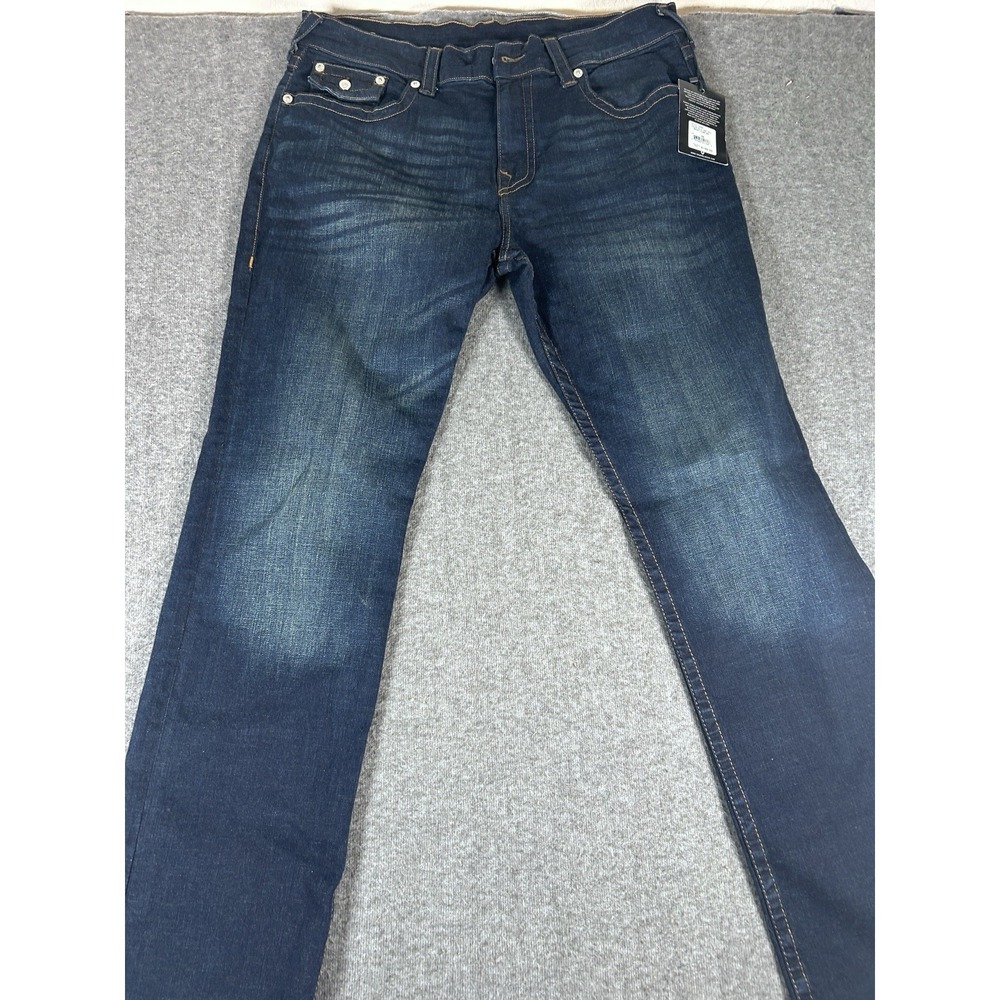 NEW True Religion‎ Jeans Mens 38X34 Dark Blue Denim Pants Ricky Relaxed Straight